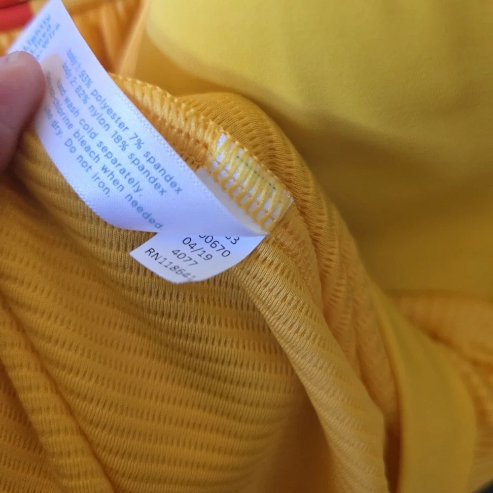 Swim By Cacique Lane Bryant Swim Top Women's Size 26 Yellow Rainbow Trim Tank